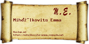 Mihálkovits Emma névjegykártya